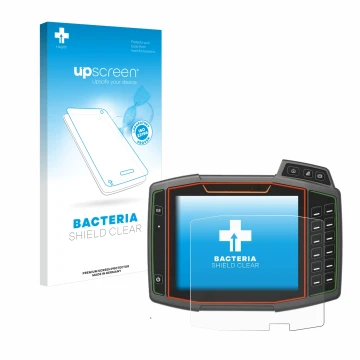 Parte frontal de un envase de producto con el logotipo de la marca upscreen. Al lado se muestra el dispositivo Amazone AmaTron
