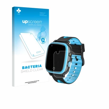 Parte frontal de un envase de producto con el logotipo de la marca upscreen. Al lado se muestra el dispositivo Aduogeng T5 con
