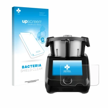 Parte frontal de un envase de producto con el logotipo de la marca upscreen. Al lado se muestra el dispositivo SilverCrest Mon