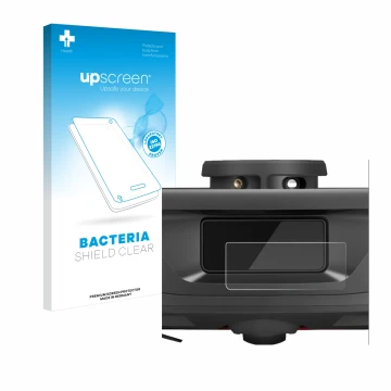 Parte frontal de un envase de producto con el logotipo de la marca upscreen. Al lado se muestra el dispositivo Roborock Q Revo