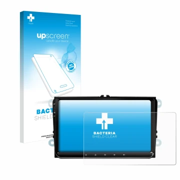 Parte frontal de un envase de producto con el logotipo de la marca upscreen. Al lado se muestra el dispositivo Eonon 53 SE con