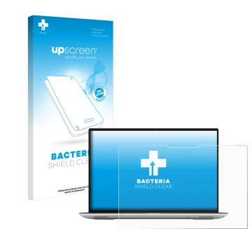 Parte frontal de un envase de producto con el logotipo de la marca upscreen. Al lado se muestra el dispositivo Dell Precision 