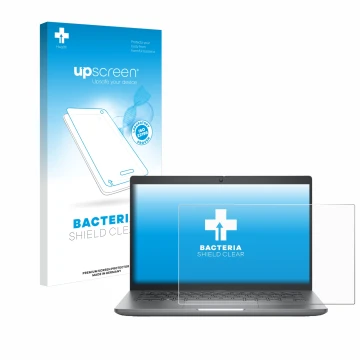 Parte frontal de un envase de producto con el logotipo de la marca upscreen. Al lado se muestra el dispositivo Dell Precision 