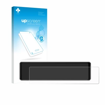 Parte frontal de un envase de producto con el logotipo de la marca upscreen. Al lado se muestra el dispositivo Airpuxem T76-EU