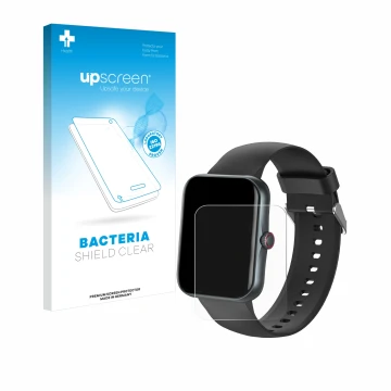 Parte frontal de un envase de producto con el logotipo de la marca upscreen. Al lado se muestra el dispositivo Pthtechus S80K 