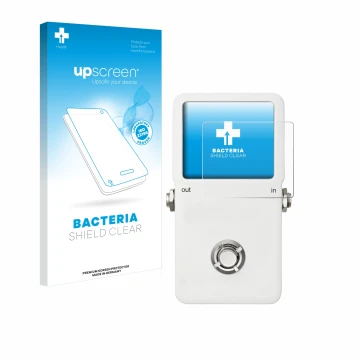 Parte frontal de un envase de producto con el logotipo de la marca upscreen. Al lado se muestra el dispositivo TC Electronic P