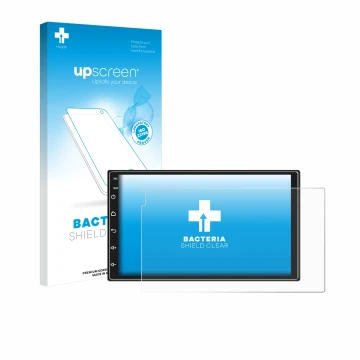 Parte frontal de un envase de producto con el logotipo de la marca upscreen. Al lado se muestra el dispositivo Ankeway Car Rad