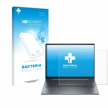 Parte frontal de un envase de producto con el logotipo de la marca upscreen. Al lado se muestra el dispositivo HP Dragonfly G4