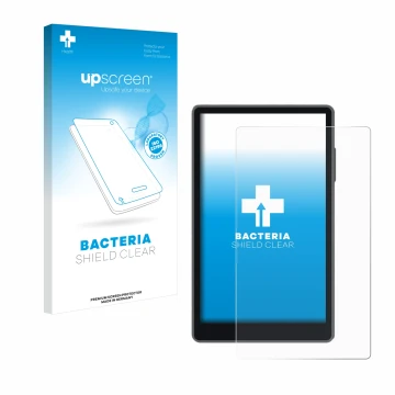 Parte frontal de un envase de producto con el logotipo de la marca upscreen. Al lado se muestra el dispositivo Keystone 3 Pro 