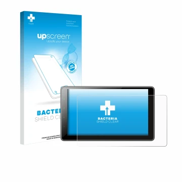 Parte frontal de un envase de producto con el logotipo de la marca upscreen. Al lado se muestra el dispositivo Pioneer SPH-EVO