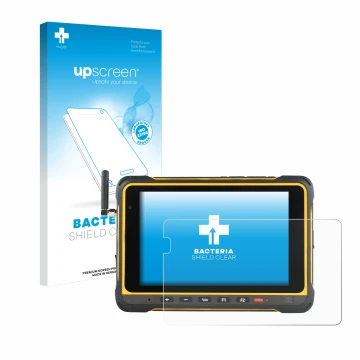 Parte frontal de un envase de producto con el logotipo de la marca upscreen. Al lado se muestra el dispositivo AIR3 7.3 con su