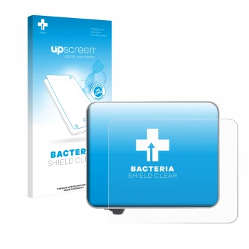 Parte frontal de un envase de producto con el logotipo de la marca upscreen. Al lado se muestra el dispositivo Bambu Lab A1 3D