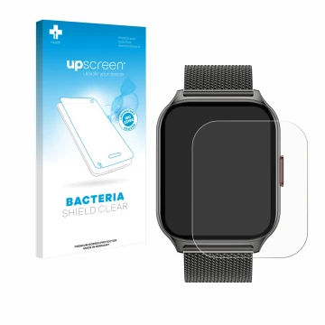 Parte frontal de un envase de producto con el logotipo de la marca upscreen. Al lado se muestra el dispositivo Popglory P95 2