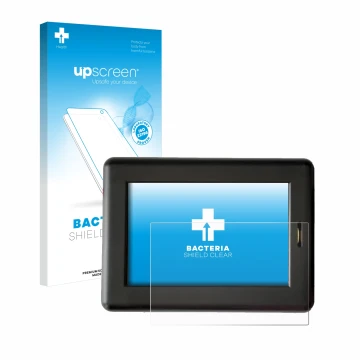 Parte frontal de un envase de producto con el logotipo de la marca upscreen. Al lado se muestra el dispositivo XC Tracer Maxx 