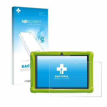 Parte frontal de un envase de producto con el logotipo de la marca upscreen. Al lado se muestra el dispositivo Clementoni Clem