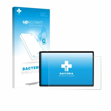 Parte frontal de un envase de producto con el logotipo de la marca upscreen. Al lado se muestra el dispositivo Goodtel G10 con