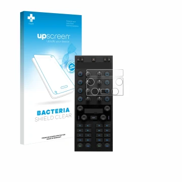 Parte frontal de un envase de producto con el logotipo de la marca upscreen. Al lado se muestra el dispositivo Native Instrume
