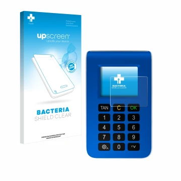 Parte frontal de un envase de producto con el logotipo de la marca upscreen. Al lado se muestra el dispositivo REINER SCT tanJ
