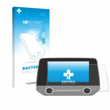 Parte frontal de un envase de producto con el logotipo de la marca upscreen. Al lado se muestra el dispositivo Ford Focus MK4 