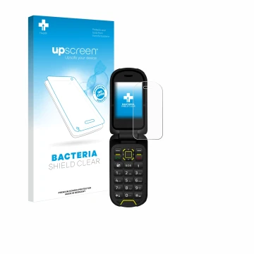 Parte frontal de un envase de producto con el logotipo de la marca upscreen. Al lado se muestra el dispositivo Hammer Bow LTE 