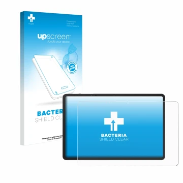 Parte frontal de un envase de producto con el logotipo de la marca upscreen. Al lado se muestra el dispositivo TCL NxtPaper 14