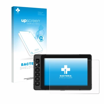 Parte frontal de un envase de producto con el logotipo de la marca upscreen. Al lado se muestra el dispositivo SmallHD Ultra 7