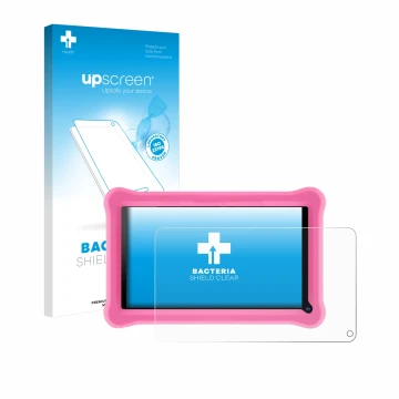 Parte frontal de un envase de producto con el logotipo de la marca upscreen. Al lado se muestra el dispositivo Sannuo K708 7