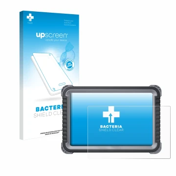 Parte frontal de un envase de producto con el logotipo de la marca upscreen. Al lado se muestra el dispositivo Topdon Phoenix 
