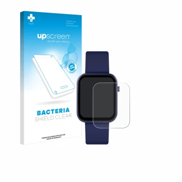 Parte frontal de un envase de producto con el logotipo de la marca upscreen. Al lado se muestra el dispositivo Reflex Active S