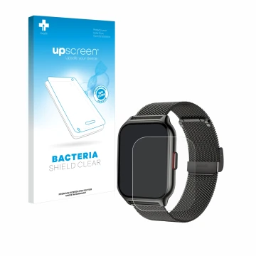 Parte frontal de un envase de producto con el logotipo de la marca upscreen. Al lado se muestra el dispositivo Narcid P95 2