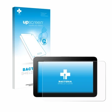 Parte frontal de un envase de producto con el logotipo de la marca upscreen. Al lado se muestra el dispositivo Wacom One 12 co