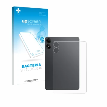 Parte frontal de un envase de producto con el logotipo de la marca upscreen. Al lado se muestra el dispositivo Xiaomi Redmi Pa