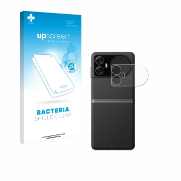 Parte frontal de un envase de producto con el logotipo de la marca upscreen. Al lado se muestra el dispositivo Blackview Hero 