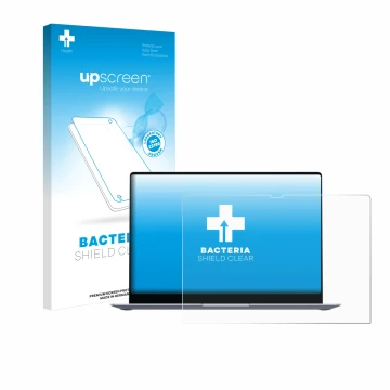 Parte frontal de un envase de producto con el logotipo de la marca upscreen. Al lado se muestra el dispositivo Samsung Galaxy 