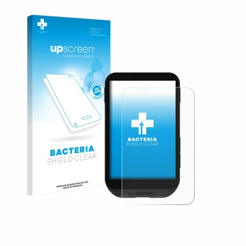 Parte frontal de un envase de producto con el logotipo de la marca upscreen. Al lado se muestra el dispositivo iGPSPORT igs800