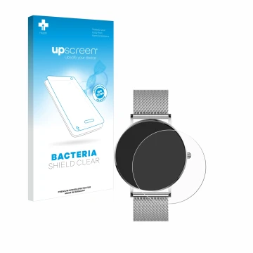 Parte frontal de un envase de producto con el logotipo de la marca upscreen. Al lado se muestra el dispositivo Watcho Ultra Pr
