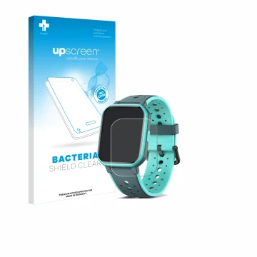 Parte frontal de un envase de producto con el logotipo de la marca upscreen. Al lado se muestra el dispositivo Joyele H79 1.5