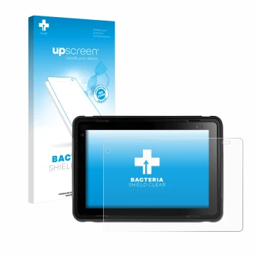 Parte frontal de un envase de producto con el logotipo de la marca upscreen. Al lado se muestra el dispositivo Texa Axone Voic