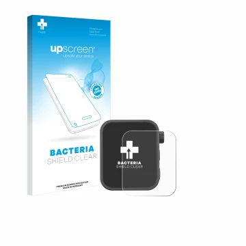 Parte frontal de un envase de producto con el logotipo de la marca upscreen. Al lado se muestra el dispositivo Godox X3 con su