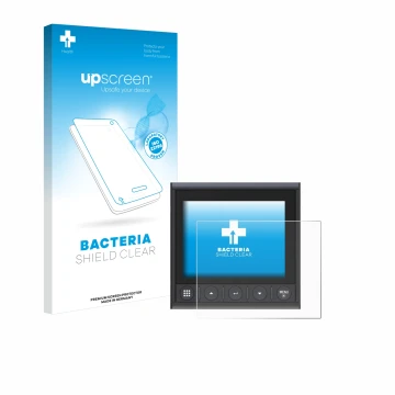 Parte frontal de un envase de producto con el logotipo de la marca upscreen. Al lado se muestra el dispositivo B&G Triton 2 co