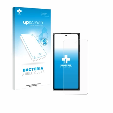 Parte frontal de un envase de producto con el logotipo de la marca upscreen. Al lado se muestra el dispositivo HMD Skyline con