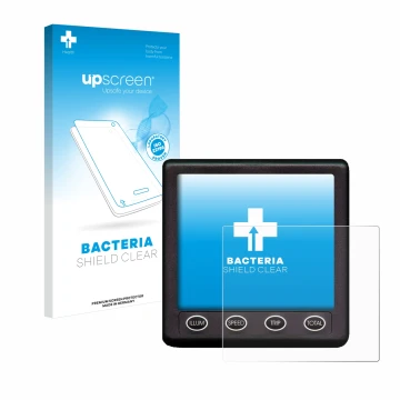 Parte frontal de un envase de producto con el logotipo de la marca upscreen. Al lado se muestra el dispositivo Nasa Marine Ins