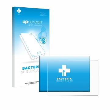 Parte frontal de un envase de producto con el logotipo de la marca upscreen. Al lado se muestra el dispositivo G-STORY 10.1