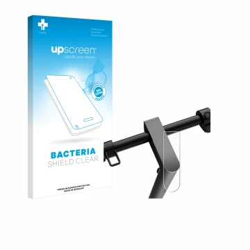 Parte frontal de un envase de producto con el logotipo de la marca upscreen. Al lado se muestra el dispositivo Navee S65 con s