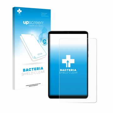 Parte frontal de un envase de producto con el logotipo de la marca upscreen. Al lado se muestra el dispositivo Xiaomi Redmi Pa