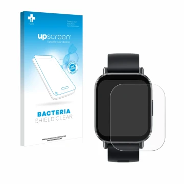 Parte frontal de un envase de producto con el logotipo de la marca upscreen. Al lado se muestra el dispositivo Xiaomi Redmi Wa