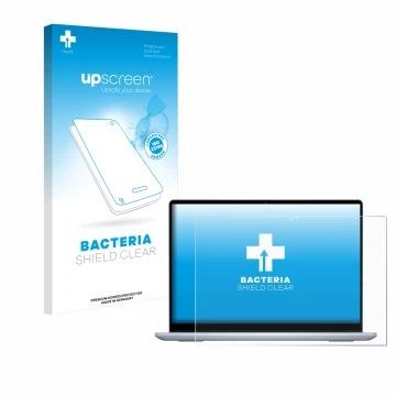 Parte frontal de un envase de producto con el logotipo de la marca upscreen. Al lado se muestra el dispositivo Dell Inspiron 1