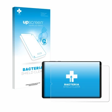 Parte frontal de un envase de producto con el logotipo de la marca upscreen. Al lado se muestra el dispositivo Lenovo Legion Y