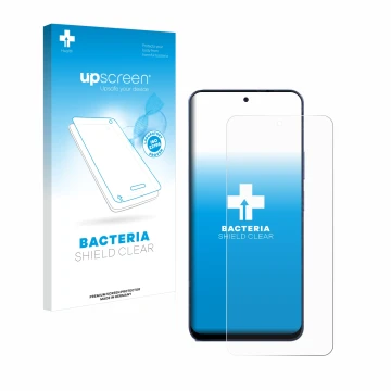 Parte frontal de un envase de producto con el logotipo de la marca upscreen. Al lado se muestra el dispositivo Blackview Oscal