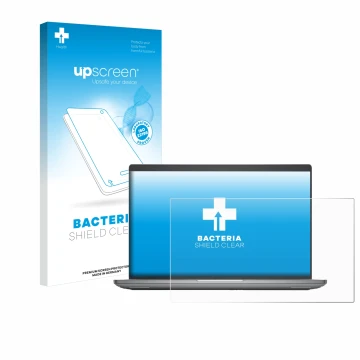 Parte frontal de un envase de producto con el logotipo de la marca upscreen. Al lado se muestra el dispositivo Dell Precision 